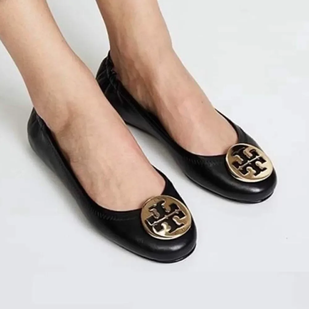 Tory Burch Classic Reva Ballet Flat Black Gold